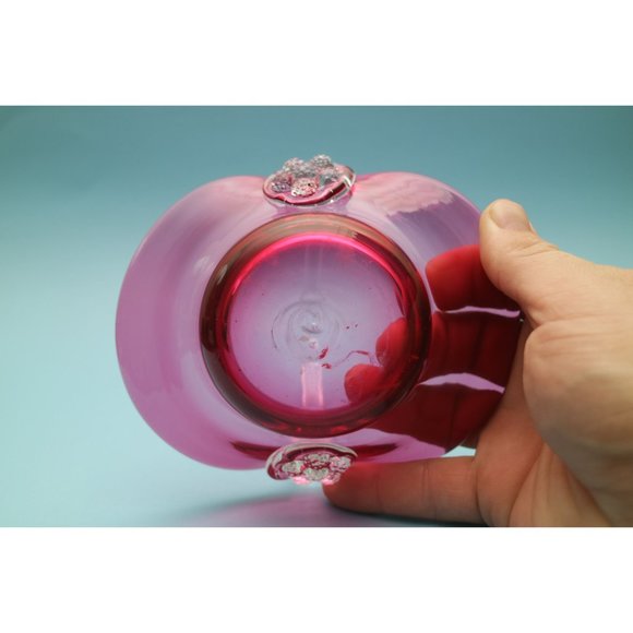 Vintage Art Cranberry Glass Basket, Ruby Red and Clear Handle with Clear Handle - Picture 5 of 7